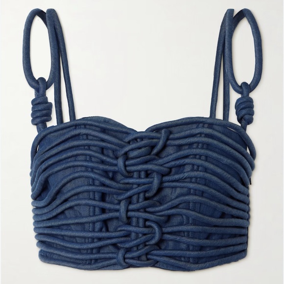 ANDRES OTALORA Tops - ANDRES OTALORA Redes cropped corded chambray top size 0 couture retail $645